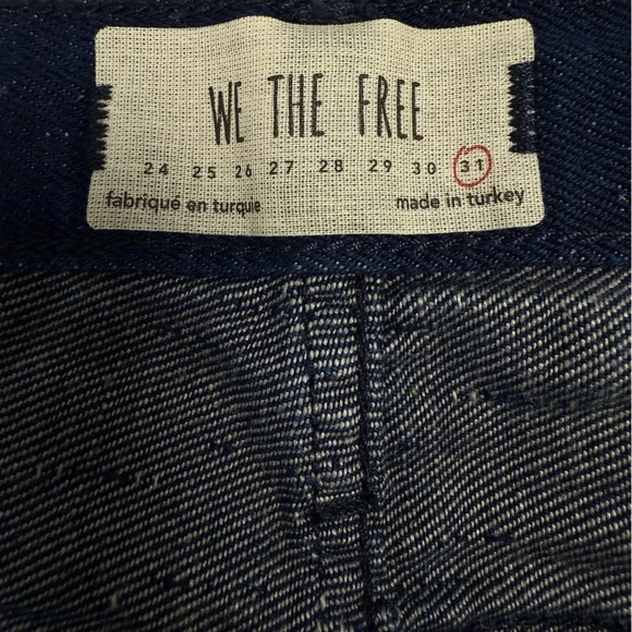 NWOT Free People We the Free Jeans Wide Leg High Waist 31 Dark Denim Linen Blend - Picture 9 of 10